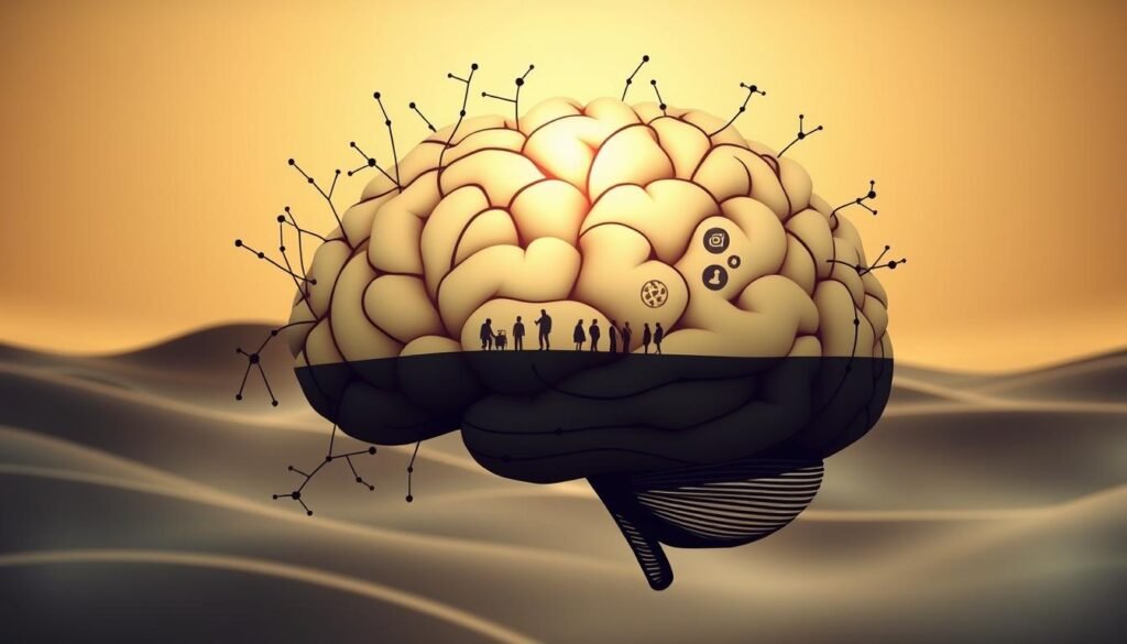 A brain network diagram depicting the neuroplastic changes and habit formation processes. In the foreground, a stylized neural network with dynamic connections, representing the brain's ability to adapt and form new neural pathways. In the middle ground, a series of icons or illustrations symbolizing different behavioral patterns and routines. In the background, a soft, ethereal landscape with subtle gradients, suggesting the subconscious, subterranean nature of habit formation. The scene is illuminated by a warm, diffused light, creating a contemplative, introspective mood. The overall composition conveys the complex interplay between neurological adaptations and the gradual solidification of behavioral habits.