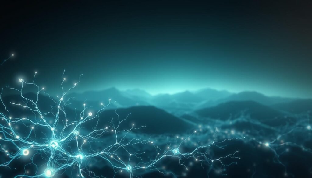 A serene, dreamlike scene depicting the intricate neural pathways of the brain in a state of flux and transformation. The foreground features a glowing, organic network of interconnected neurons, pulsing with vibrant energy. The middle ground showcases a tranquil, ethereal landscape, with wispy tendrils of neural impulses weaving through the environment. The background is bathed in a soft, diffused light, creating a sense of depth and atmosphere. The scene evokes the neural plasticity of the brain, highlighting the constant rewiring and adaptation that occurs during sleep and learning. Soft, muted colors and a sense of gentle movement convey the importance of rest and relaxation for cerebral development.